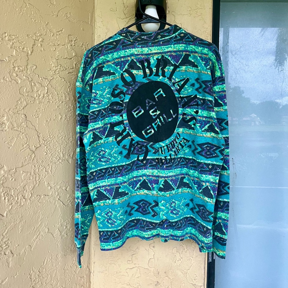 Vintage 80s Striped Mexico Long Sleeve T-shirt Large